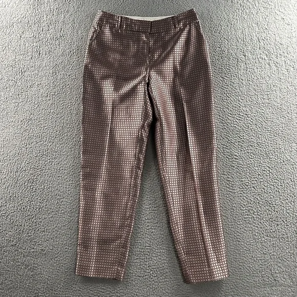 NWOT Kate Spade Margaux Rose Gold Metallic Ankle Pants - Picture 4 of 5
